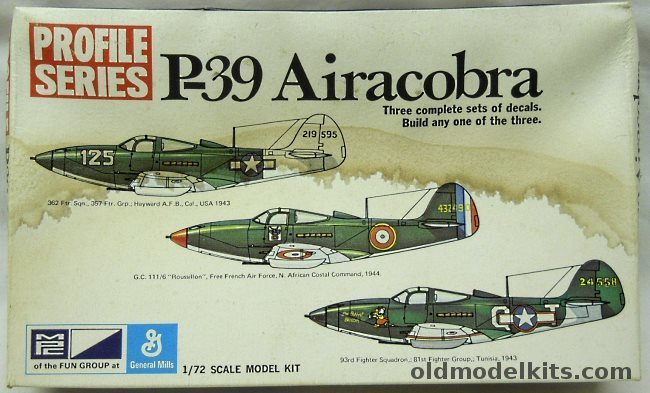 MPC 1/72 Bell P-39 Airacobra Profile Series - 362 Fighter Sq Hayward AFB Calif. 1943 / GC111/6 Free French Air Force N. Africa / 93rd FW 81st FG Tunisia 1953, 2-1117-100 plastic model kit